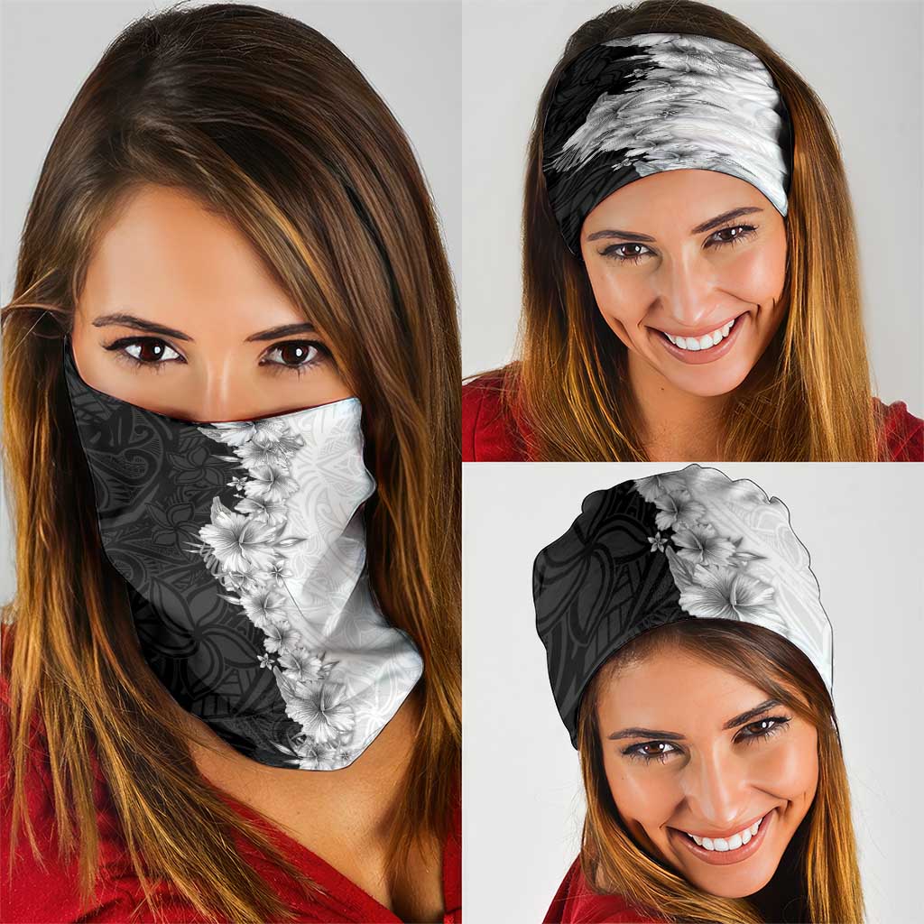 Hawaii Hibiscus Flowers Neck Gaiter Grayscale Polynesian Pattern LT05 - Polynesian Pride