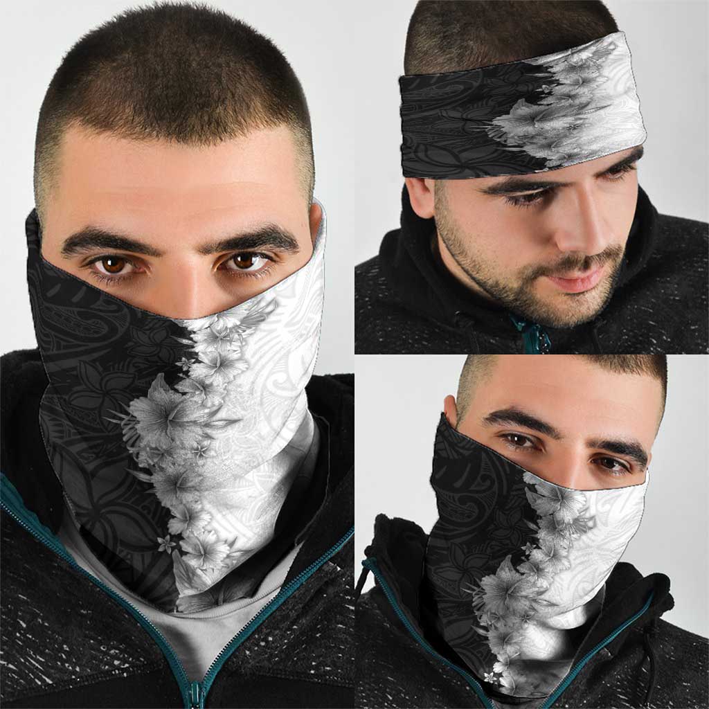 Hawaii Hibiscus Flowers Neck Gaiter Grayscale Polynesian Pattern LT05 - Polynesian Pride