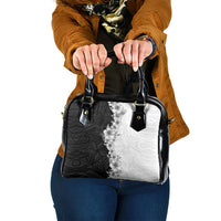 Hawaii Hibiscus Flowers Shoulder Handbag Grayscale Polynesian Pattern