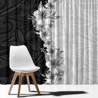 Hawaii Hibiscus Flowers Window Curtain Grayscale Polynesian Pattern LT05 - Polynesian Pride