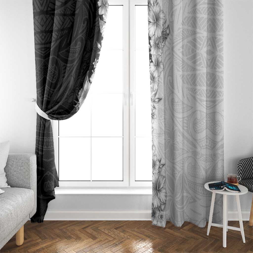 Hawaii Hibiscus Flowers Window Curtain Grayscale Polynesian Pattern LT05 - Polynesian Pride