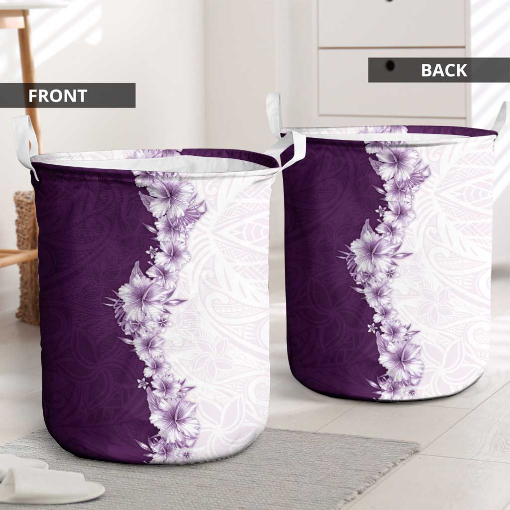 Hawaii Hibiscus Flowers Laundry Basket Purple Polynesian Pattern LT05 - Polynesian Pride