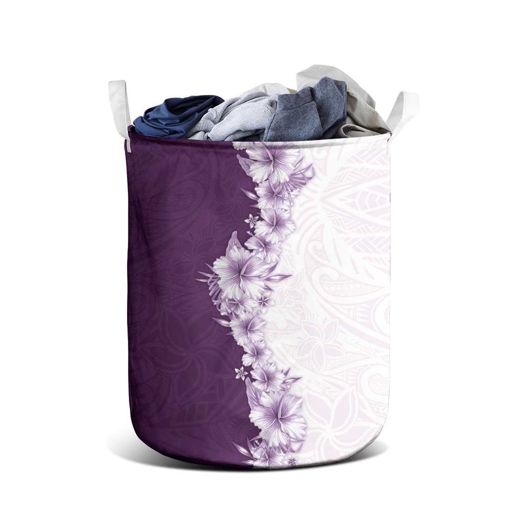 Hawaii Hibiscus Flowers Laundry Basket Purple Polynesian Pattern LT05 - Polynesian Pride