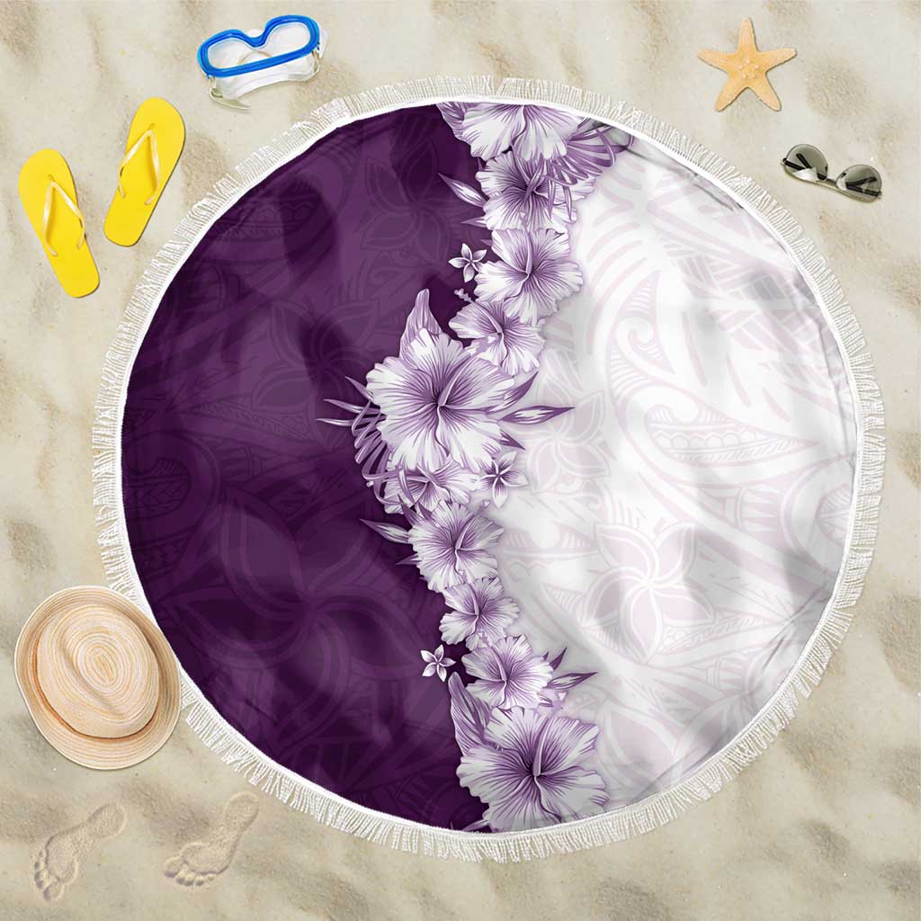 Hawaii Hibiscus Flowers Beach Blanket Purple Polynesian Pattern LT05 One Size 150cm Purple - Polynesian Pride