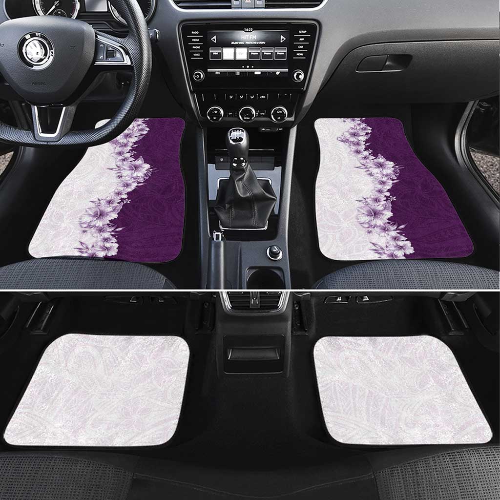 Hawaii Hibiscus Flowers Car Mats Purple Polynesian Pattern