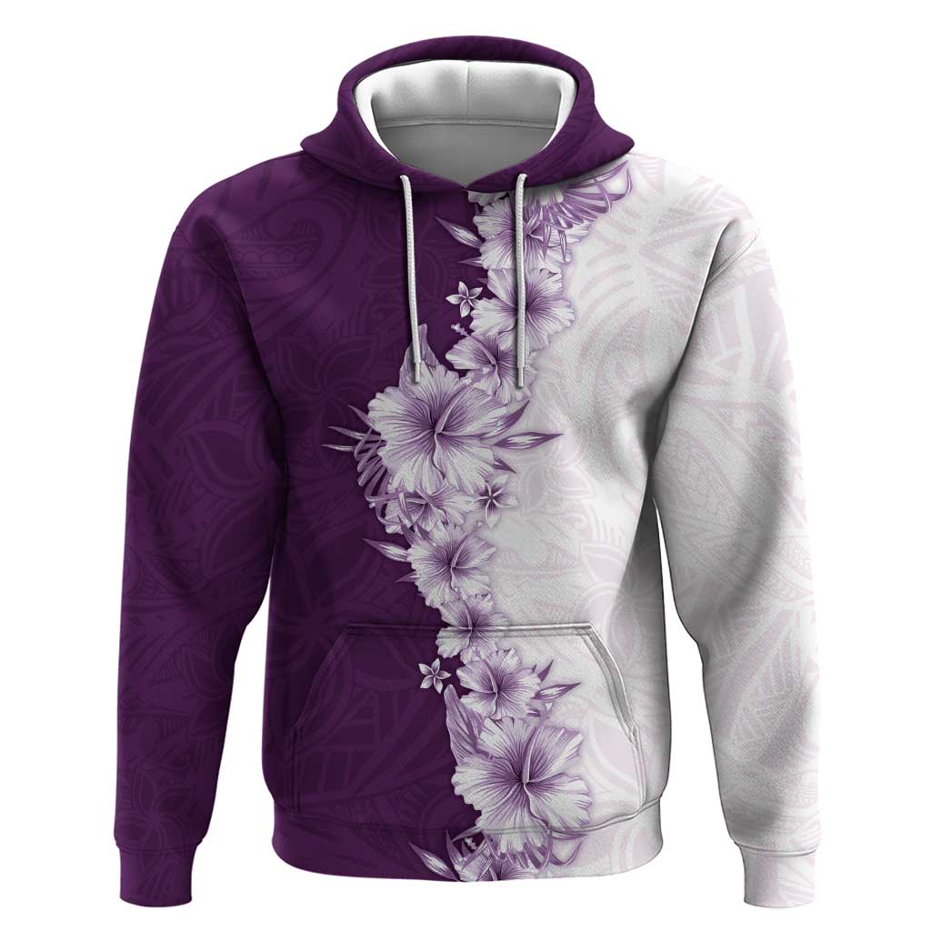 Hawaii Hibiscus Flowers Hoodie Purple Polynesian Pattern LT05 Pullover Hoodie Purple - Polynesian Pride