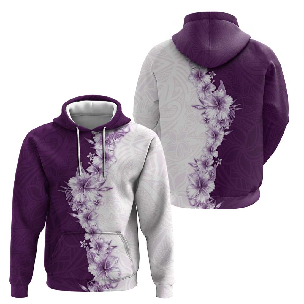 Hawaii Hibiscus Flowers Hoodie Purple Polynesian Pattern LT05 - Polynesian Pride