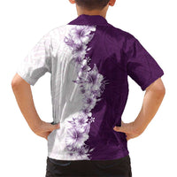 Hawaii Hibiscus Flowers Kid Hawaiian Shirt Purple Polynesian Pattern LT05 - Polynesian Pride