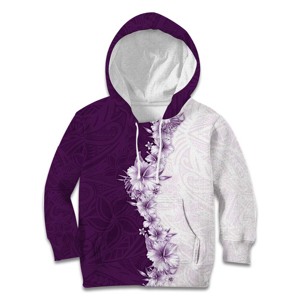 Hawaii Hibiscus Flowers Kid Hoodie Purple Polynesian Pattern LT05 Hoodie Purple - Polynesian Pride