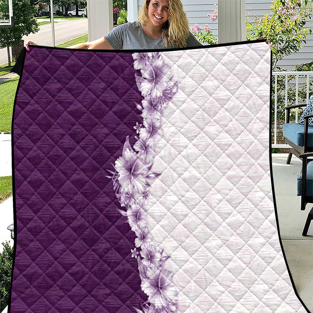 Hawaii Hibiscus Flowers Quilt Purple Polynesian Pattern LT05 Purple - Polynesian Pride