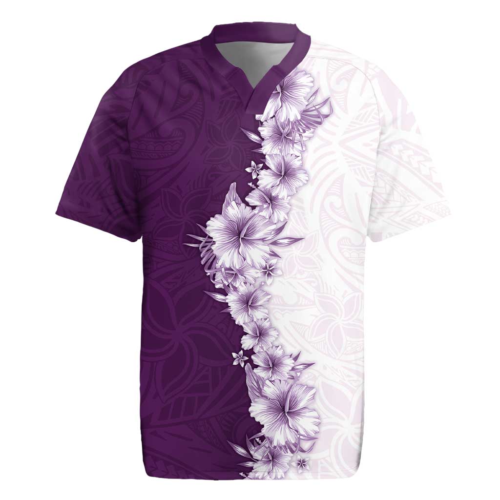 Hawaii Hibiscus Flowers Rugby Jersey Purple Polynesian Pattern LT05 Purple - Polynesian Pride