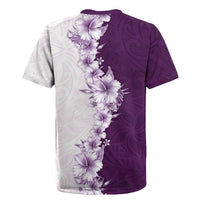 Hawaii Hibiscus Flowers Rugby Jersey Purple Polynesian Pattern LT05 - Polynesian Pride