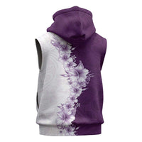 Hawaii Hibiscus Flowers Sleeveless Zip Hoodie Purple Polynesian Pattern LT05 - Polynesian Pride