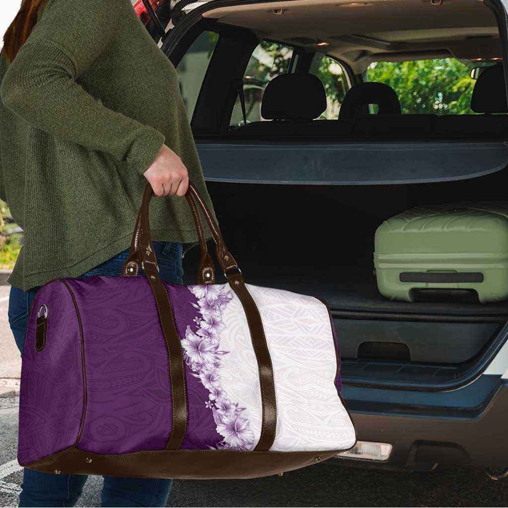 Hawaii Hibiscus Flowers Travel Bag Purple Polynesian Pattern