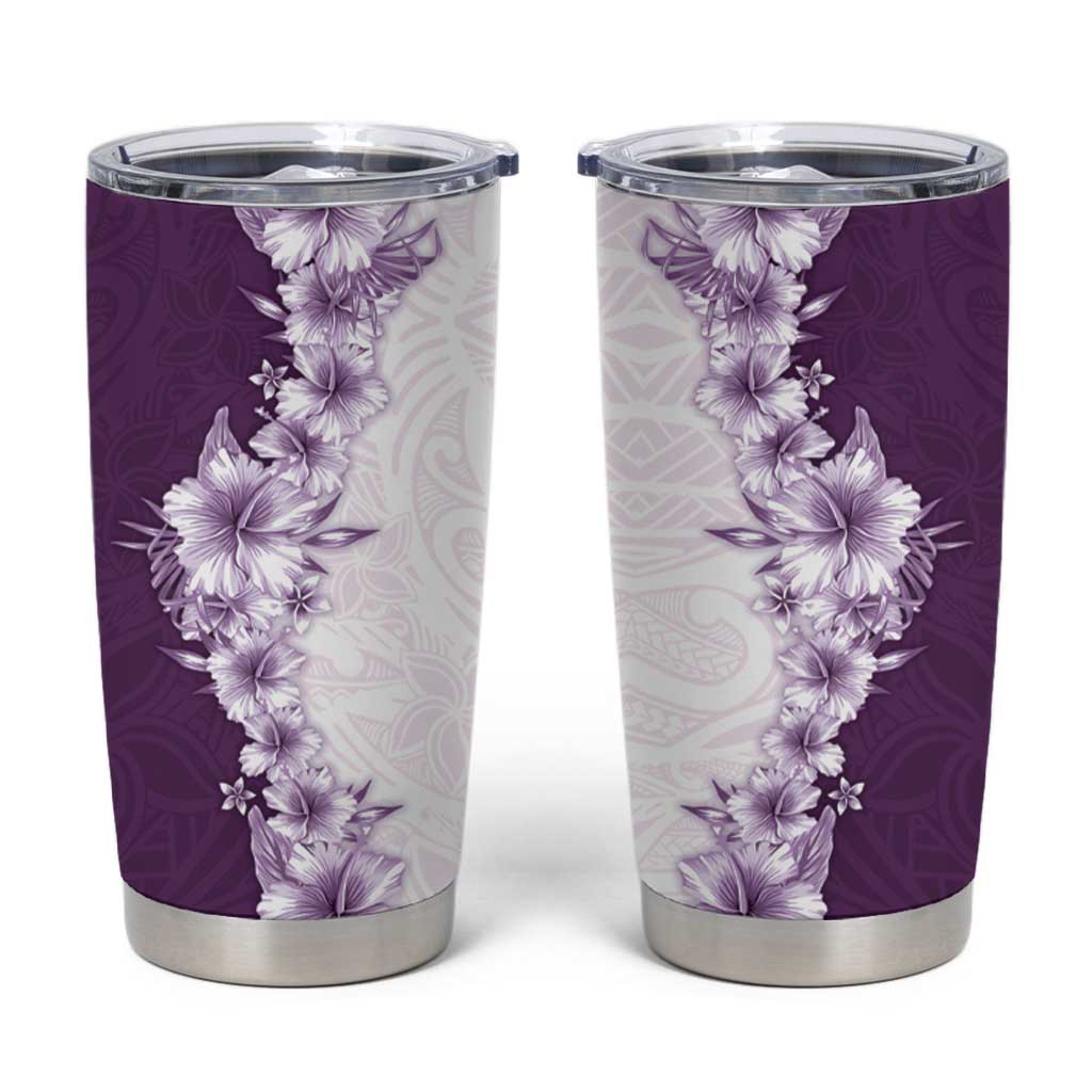 Hawaii Hibiscus Flowers Tumbler Cup Purple Polynesian Pattern