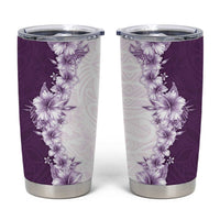 Hawaii Hibiscus Flowers Tumbler Cup Purple Polynesian Pattern