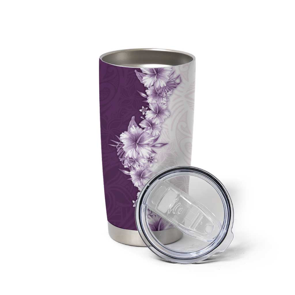 Hawaii Hibiscus Flowers Tumbler Cup Purple Polynesian Pattern