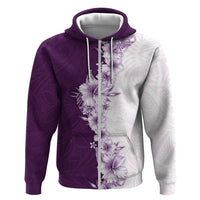 Hawaii Hibiscus Flowers Zip Hoodie Purple Polynesian Pattern LT05 Zip Hoodie Purple - Polynesian Pride