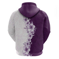 Hawaii Hibiscus Flowers Zip Hoodie Purple Polynesian Pattern LT05 - Polynesian Pride