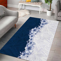Hawaii Hibiscus Flowers Area Rug Blue Polynesian Pattern LT05 - Polynesian Pride