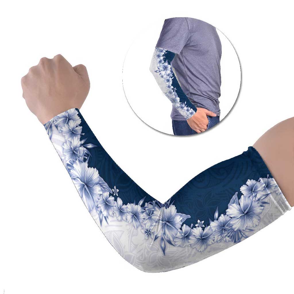 Hawaii Hibiscus Flowers Arm Sleeves Blue Polynesian Pattern LT05 Set of 2 Blue - Polynesian Pride