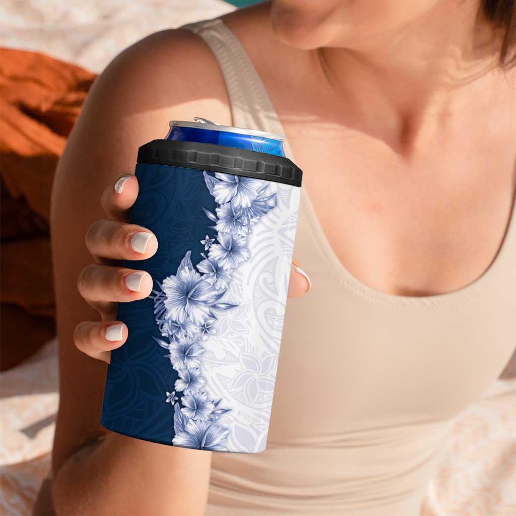 Hawaii Hibiscus Flowers 4 in 1 Can Cooler Tumbler Blue Polynesian Pattern LT05 - Polynesian Pride