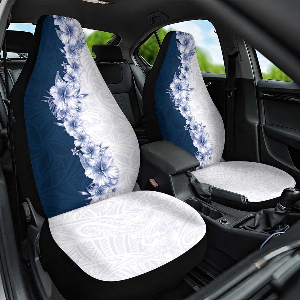 Hawaii Hibiscus Flowers Car Seat Cover Blue Polynesian Pattern