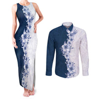 Hawaii Hibiscus Flowers Couples Matching Tank Maxi Dress and Long Sleeve Button Shirt Blue Polynesian Pattern LT05 Blue - Polynesian Pride
