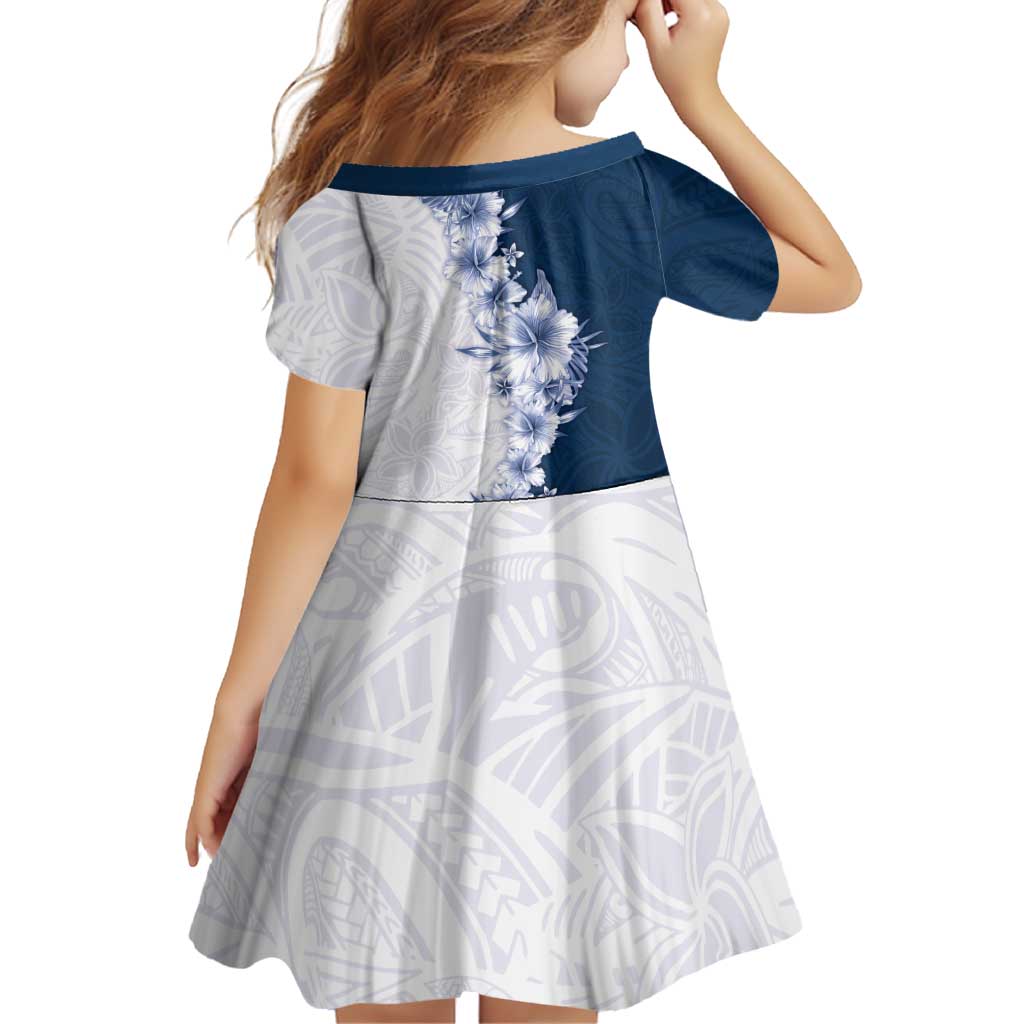 Hawaii Hibiscus Flowers Family Matching Off Shoulder Maxi Dress and Hawaiian Shirt Blue Polynesian Pattern