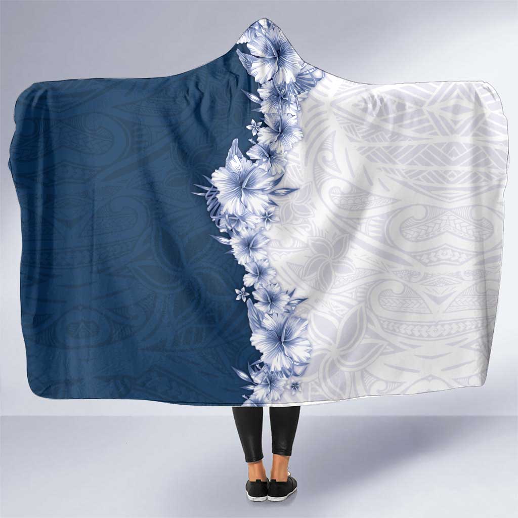 Hawaii Hibiscus Flowers Hooded Blanket Blue Polynesian Pattern LT05 One Size Blue - Polynesian Pride