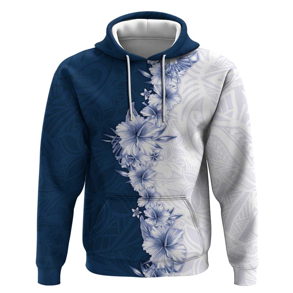 Hawaii Hibiscus Flowers Hoodie Blue Polynesian Pattern LT05 Pullover Hoodie Blue - Polynesian Pride