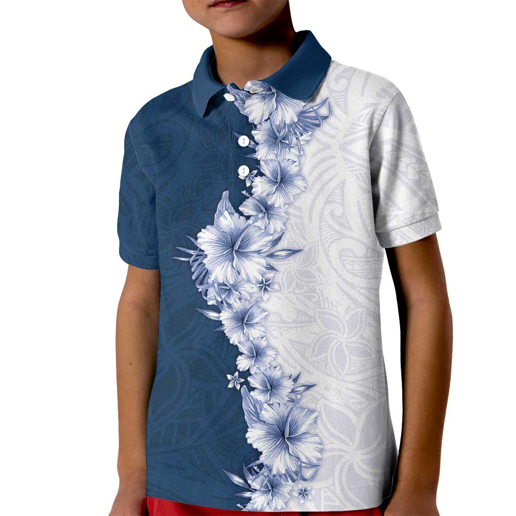 Hawaii Hibiscus Flowers Kid Polo Shirt Blue Polynesian Pattern LT05 Kid Blue - Polynesian Pride