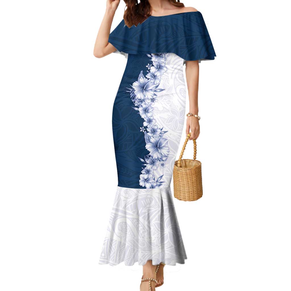 Hawaii Hibiscus Flowers Mermaid Dress Blue Polynesian Pattern LT05 Women Blue - Polynesian Pride