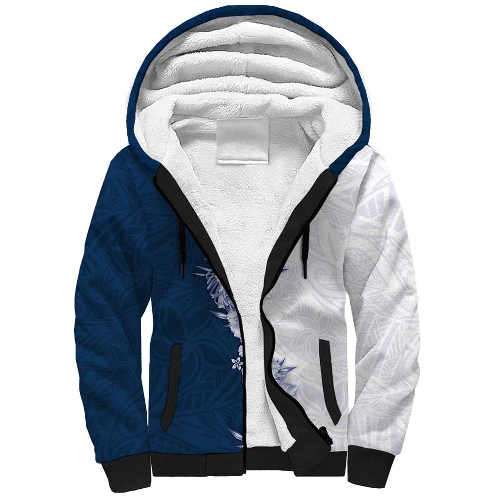 Hawaii Hibiscus Flowers Sherpa Hoodie Blue Polynesian Pattern LT05 Unisex Blue - Polynesian Pride