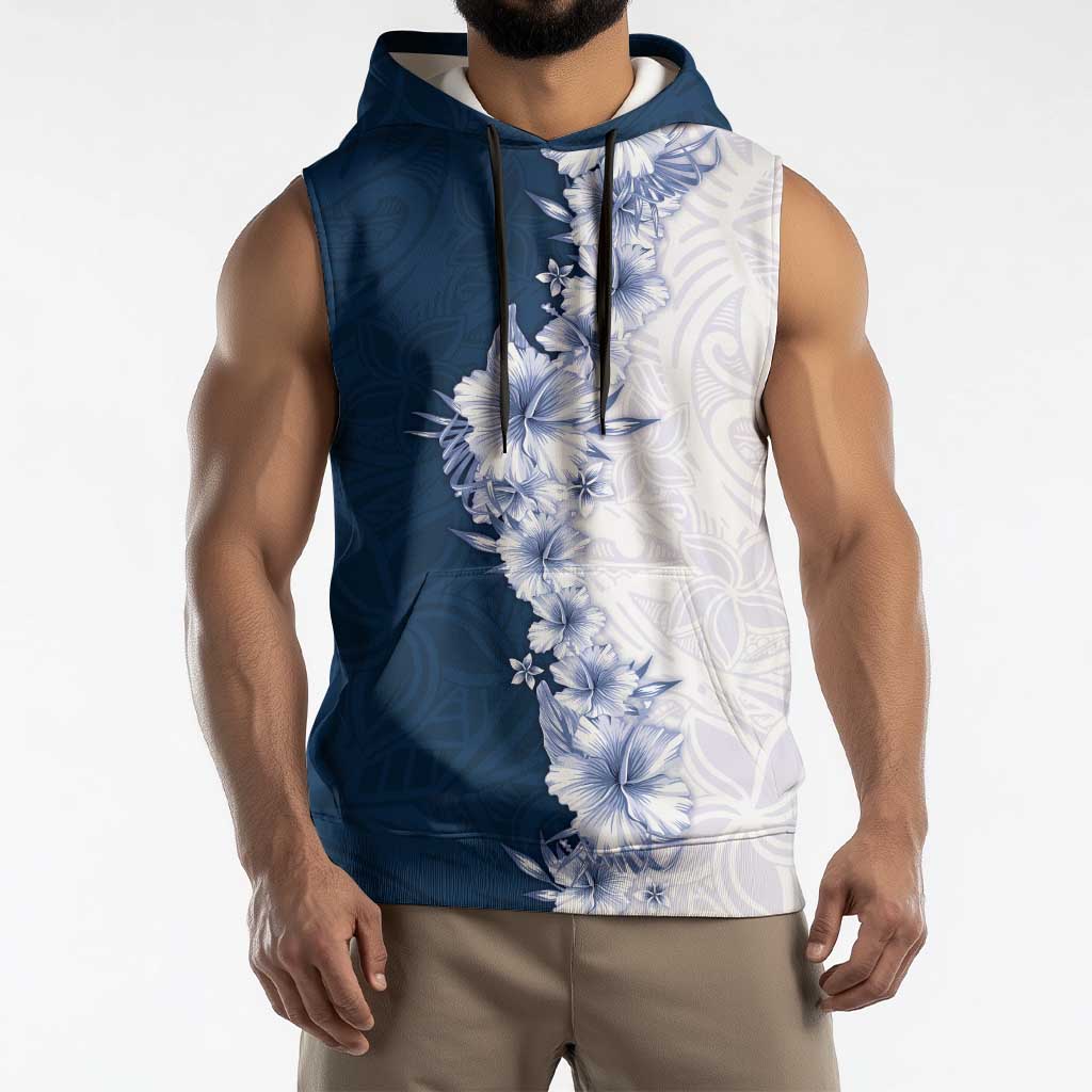 Hawaii Hibiscus Flowers Sleeveless Hoodie Blue Polynesian Pattern LT05 - Polynesian Pride