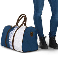 Hawaii Hibiscus Flowers Travel Bag Blue Polynesian Pattern