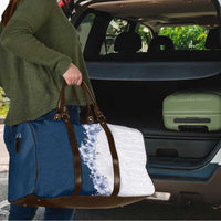 Hawaii Hibiscus Flowers Travel Bag Blue Polynesian Pattern