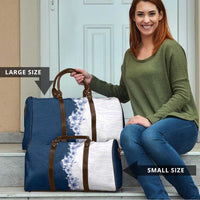 Hawaii Hibiscus Flowers Travel Bag Blue Polynesian Pattern