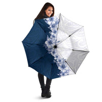 Hawaii Hibiscus Flowers Umbrella Blue Polynesian Pattern
