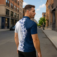 Hawaii Hibiscus Flowers Zipper Polo Shirt Blue Polynesian Pattern LT05 - Polynesian Pride