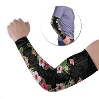 Hawaii Tropical Flowers Arm Sleeves Black Polynesian Tattoo Art