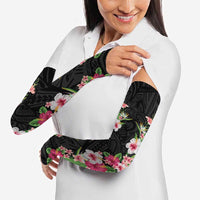 Hawaii Tropical Flowers Arm Sleeves Black Polynesian Tattoo Art