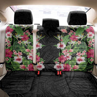 Hawaii Tropical Flowers Back Car Seat Cover Black Polynesian Tattoo Art
