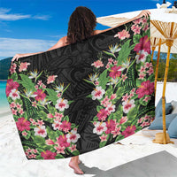 Hawaii Tropical Flowers Sarong Black Polynesian Tattoo Art LT05 One Size 44 x 66 inches Black - Polynesian Pride