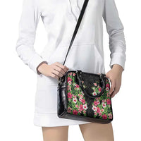 Hawaii Tropical Flowers Shoulder Handbag Black Polynesian Tattoo Art LT05 - Polynesian Pride