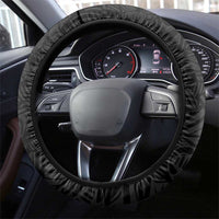 Hawaii Tropical Flowers Steering Wheel Cover Black Polynesian Tattoo Art LT05 - Polynesian Pride