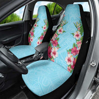 Hawaii Tropical Flowers Car Seat Cover Sky Blue Polynesian Tattoo Art