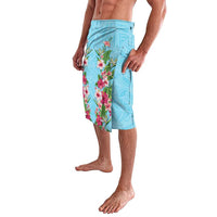 Hawaii Tropical Flowers Lavalava Sky Blue Polynesian Tattoo Art LT05 - Polynesian Pride