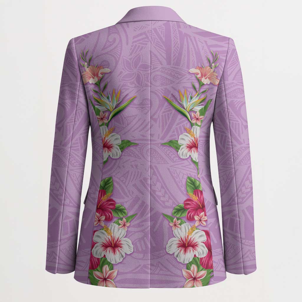 Hawaii Tropical Flowers Blazer Lavender Polynesian Tattoo Art LT05 - Polynesian Pride