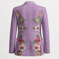 Hawaii Tropical Flowers Blazer Lavender Polynesian Tattoo Art LT05 - Polynesian Pride